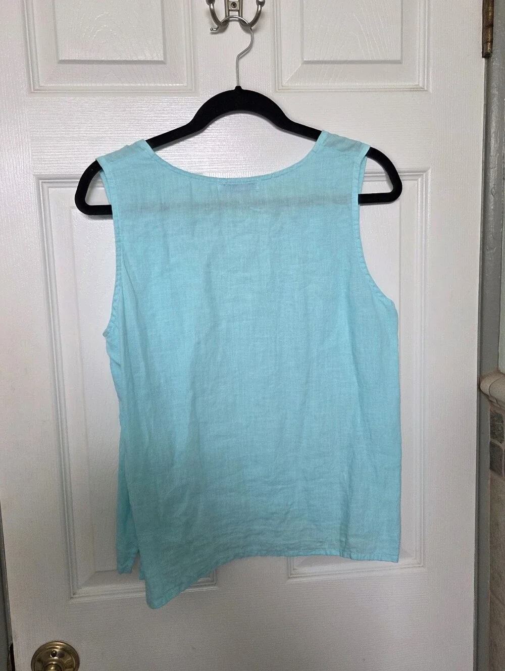 fresh produce Aqua Linen Scoop Neck Tank Summer Resortwear Vacation Size XL - Picture 5 of 7